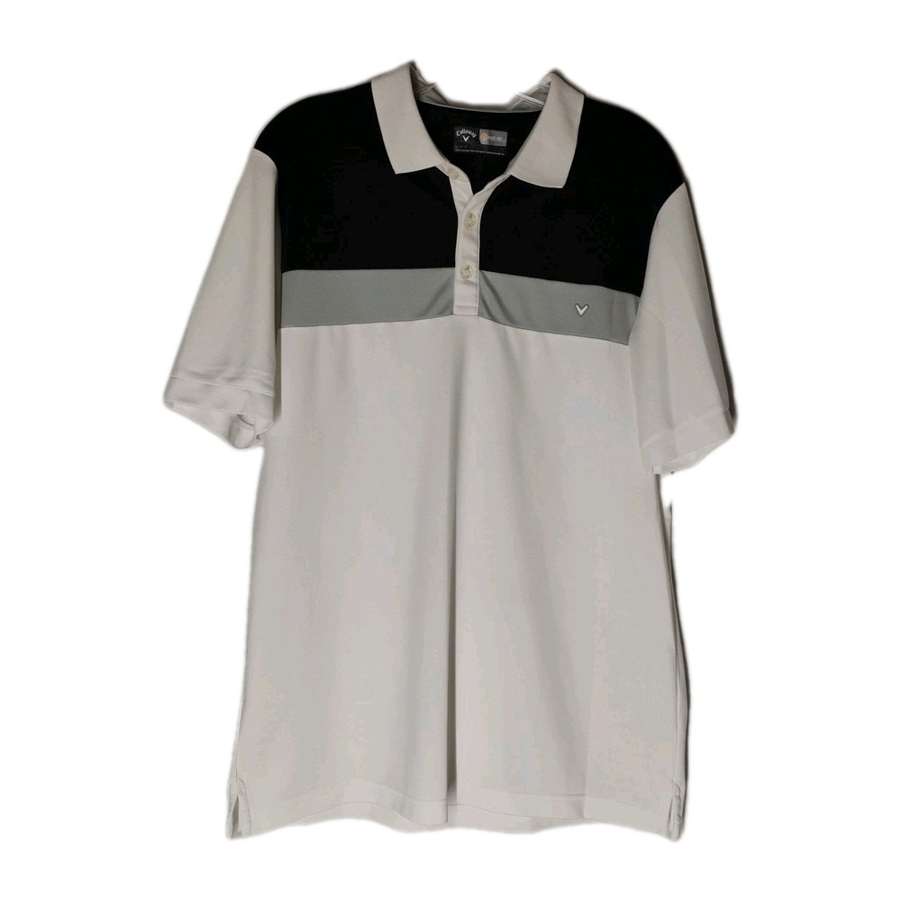 Callaway Mens‎ Large Opti Dri Black White Polo Golf Shirt